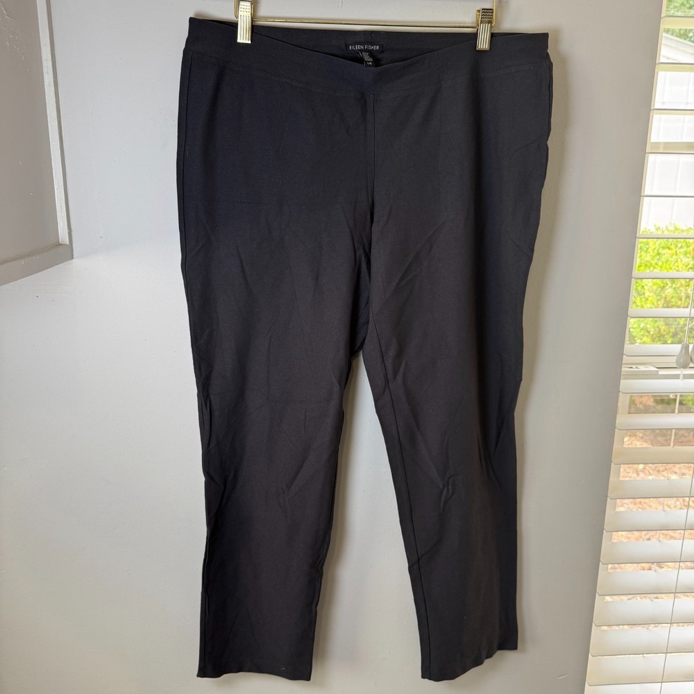 Eileen‎ Fisher Pull-On Pants Women's Large Gray Viscose Blend Pockets Casual